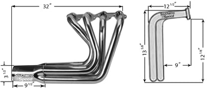 HEADER,BBC,1 7/8",T-BUCKET,FENDERLESS SPRINT ROADSTER,3 1/2",CERAMIC HOT COATED