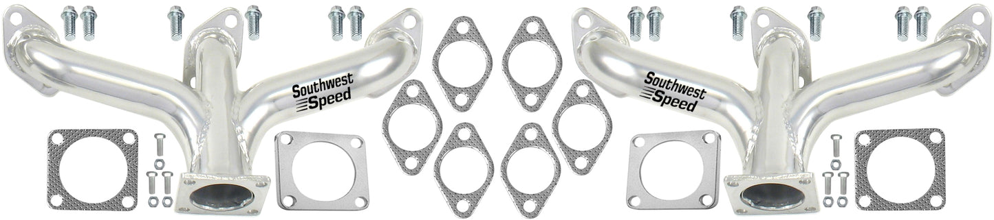 HEADER,FLATHEAD FORD V-8,1 3/4",CENTER DUMP,2 1/2" COLLECTORS,CERAMIC HOT COATED