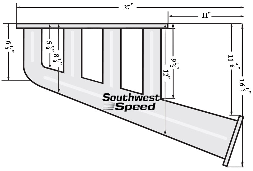HEADER,SBF,1 5/8",LAKE STYLE,2 1/2",3 1/2" COLLECTORS,POLISHED STAINLESS STEEL