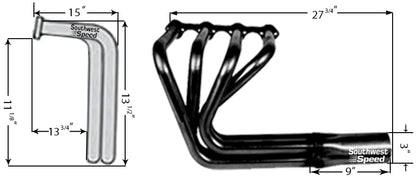 HEADER KIT,SBF,1 5/8",SPRINT ROADSTER STYLE,3" COLLECTORS