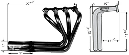 HEADER KIT,SBF,1 5/8",SPRINT ROADSTER STYLE,3" COLLECTORS