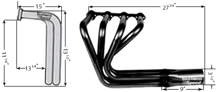 HEADER,SBF,1 5/8",T-BUCKET FENDERLESS SPRINT ROADSTER,3 1/2",CERAMIC HOT COATED