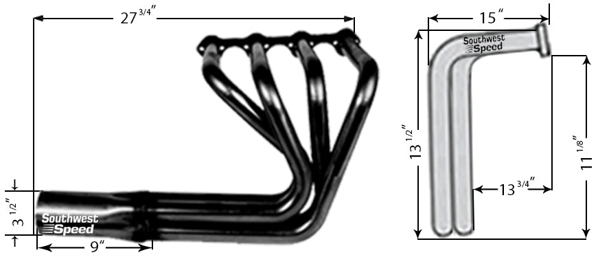 HEADER,SBF,1 5/8",T-BUCKET FENDERLESS SPRINT ROADSTER,3 1/2",CERAMIC HOT COATED