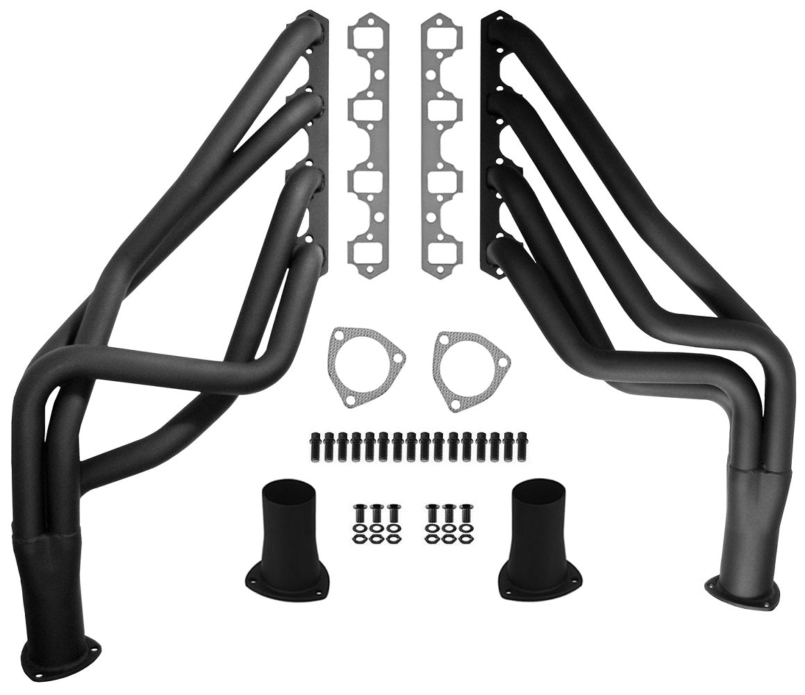 HEADER,SBF,1 5/8",64-73 MUSTANG,FAIRLANE,COUGAR,LONG TUBE,3",BLACK