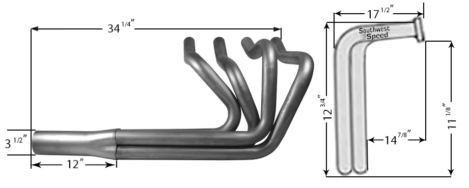 HEADER KIT,BBF 429-460,2",SPRINT ROADSTER STYLE,3 1/2" COLLECTORS