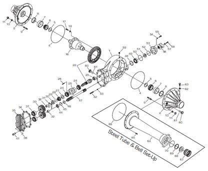 QUICK CHANGE REAR END ASSEMBLY,STREET ROD,8.38 V-8,56",POLISH