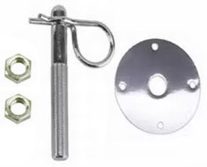 HOOD PIN KIT,W/CLIP & PLATE,CHROME,BULK