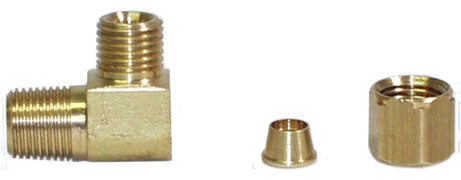 HOSE END,90,BRASS,1/8 NPT MALE,-3 NYLON
