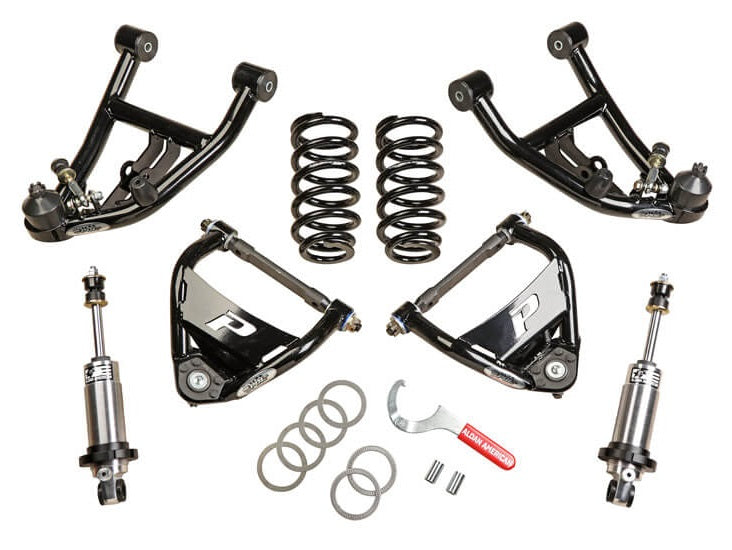 FRONT COILOVER CONVERSION KIT,W/ CONTROL ARMS,ADJUSTABLE,GM 64-67 A-BODY,BBC