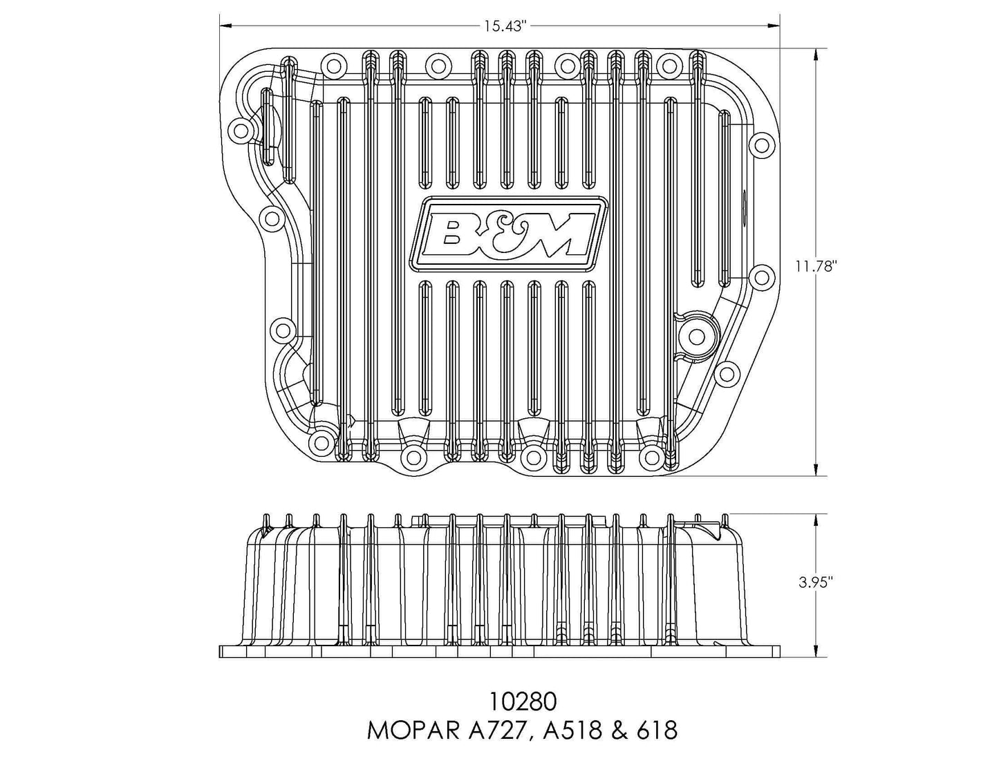 HI-TEK DEEP TRANSMISSION PAN,MOPAR,A727,A518,A618,ALUM