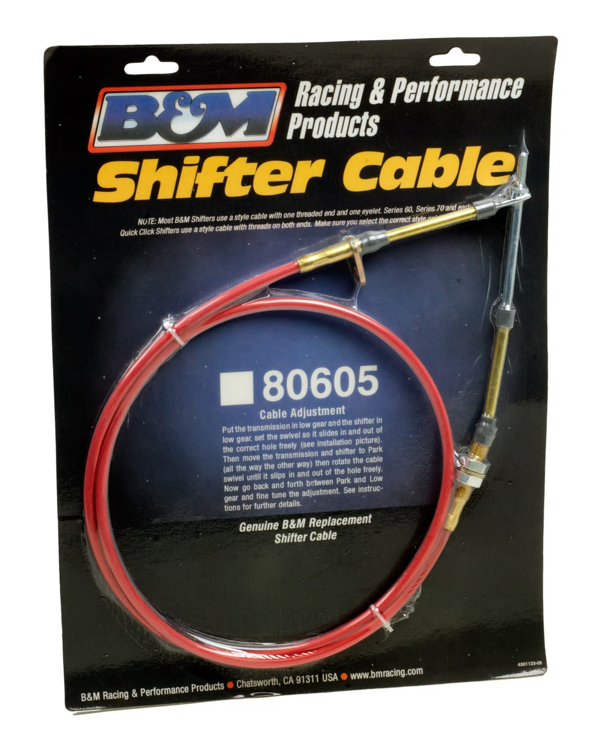 PERFORMANCE SHIFTER CABLE FOR B&M SHIFTERS,5 FT,RED