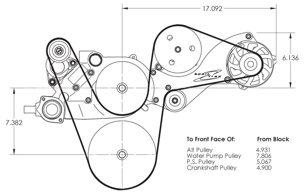 LS SERPENTINE KIT,SPORT-TRAC,BLACK,ALT/PS