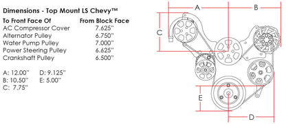 LS1236,SERPENTINE TOP KIT,POLISHED,AC/ALT/PS/WP,NAT