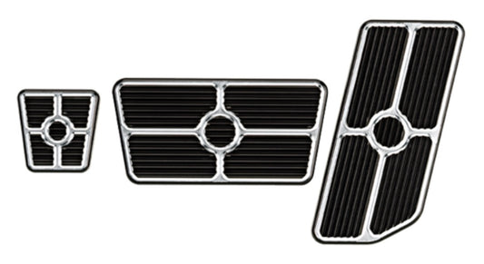 PEDAL KIT,3 PC,DODGE,FORD,GM TRUCK,GROOVED,BLACK