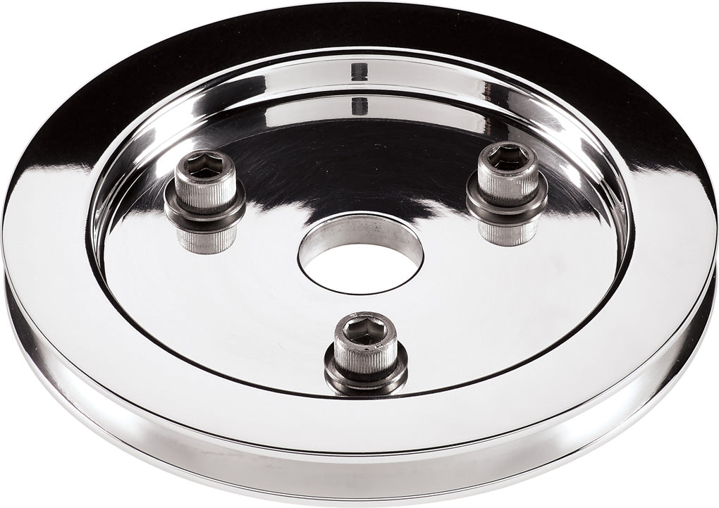 CRANK PULLEY,SBC,SWP,POLISHED,V-BELT,1 GROOVE