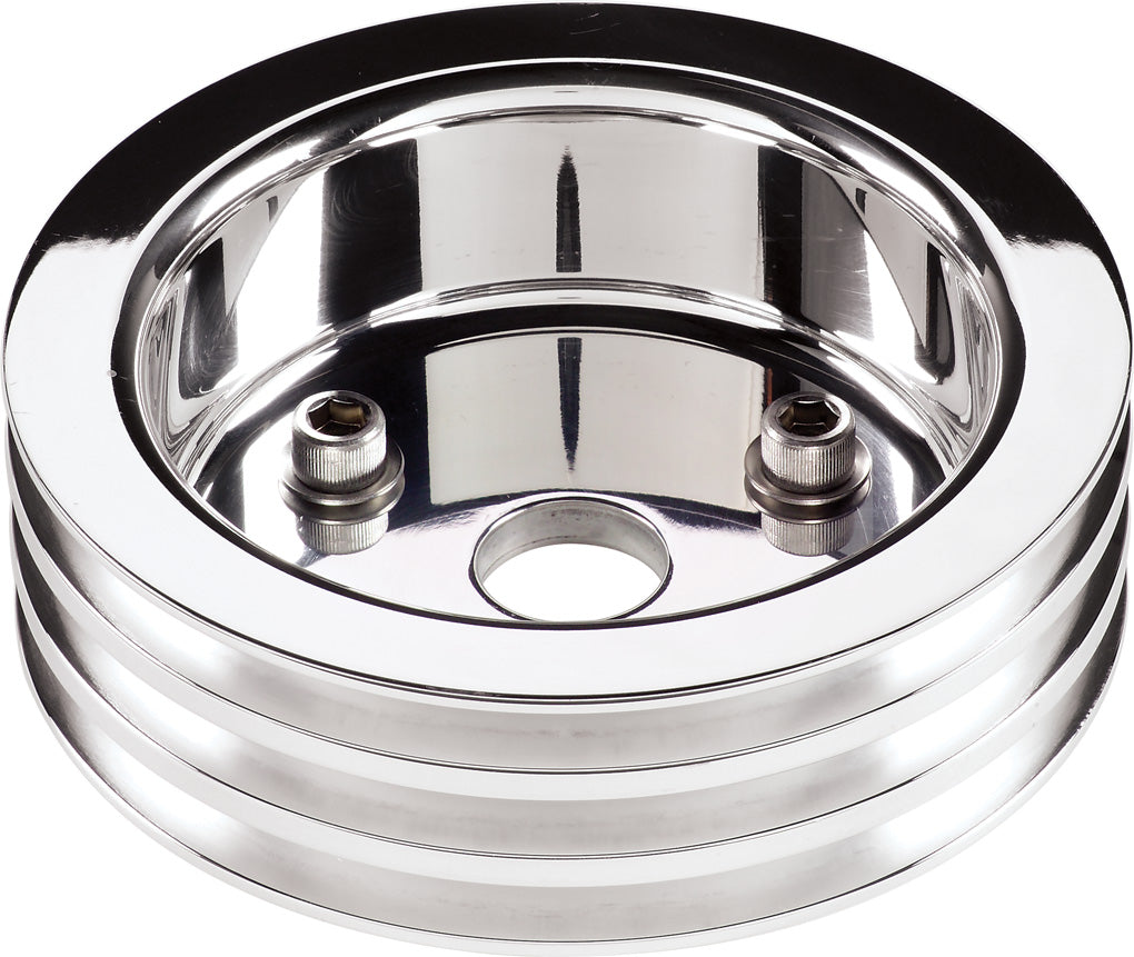 CRANK PULLEY,BBC,SWP,POLISHED,V-BELT,3 GROOVE