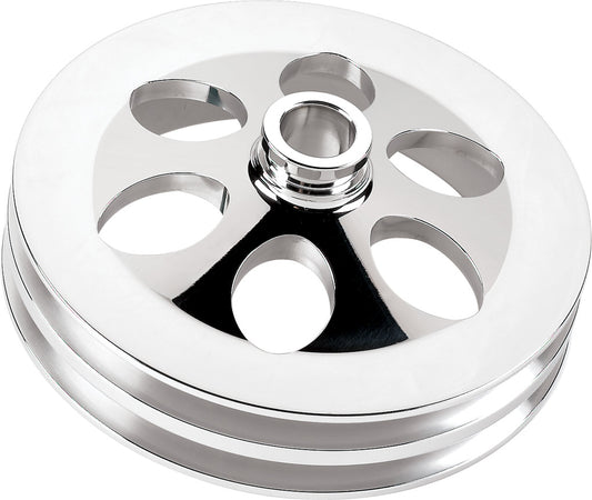 PS PULLEY,CHEVY,PRESS,POLISHED,V-BELT,2 GROOVE