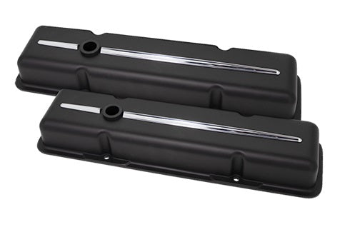 VALVE COVERS,SBC,STREAMLINE,SHORT,BLK/POL