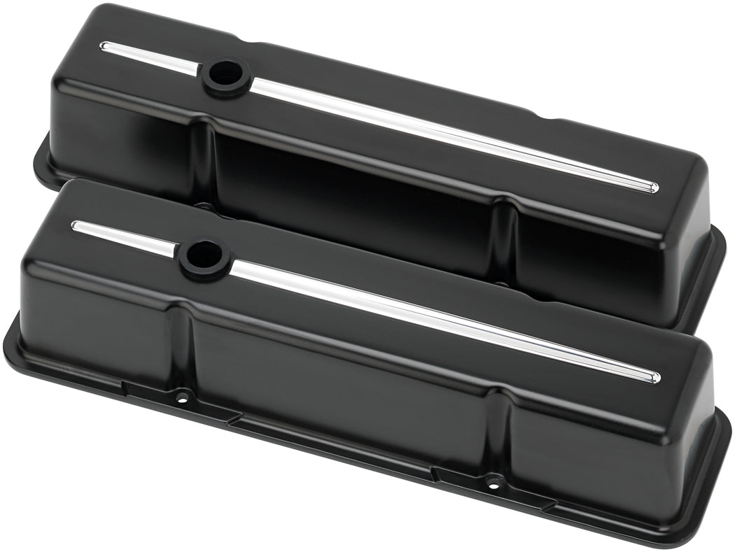 VALVE COVERS,SBC,STREAMLINE,TALL,BLK/POL