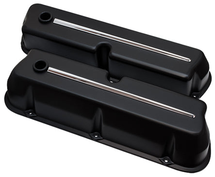 VALVE COVERS,SBF,STREAMLINE,BLK/POL