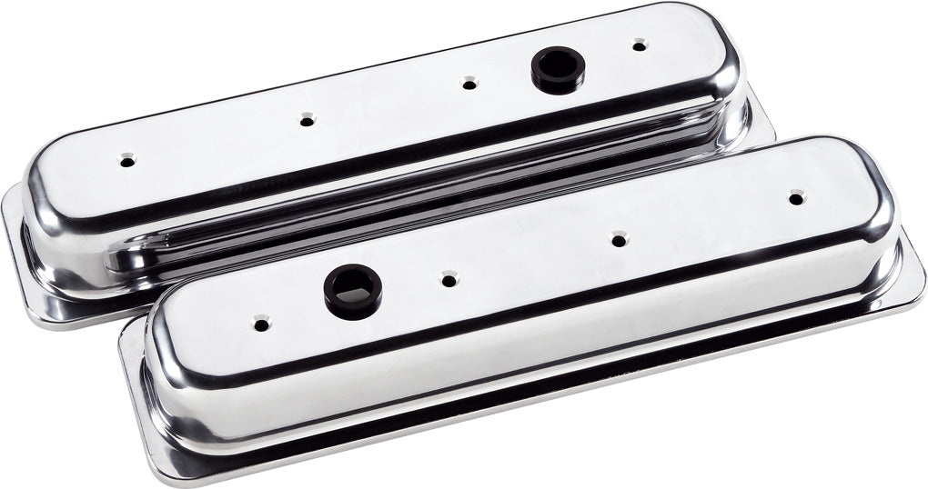 VALVE COVERS,SBCCB,PLAIN,SHORT,POLISHED