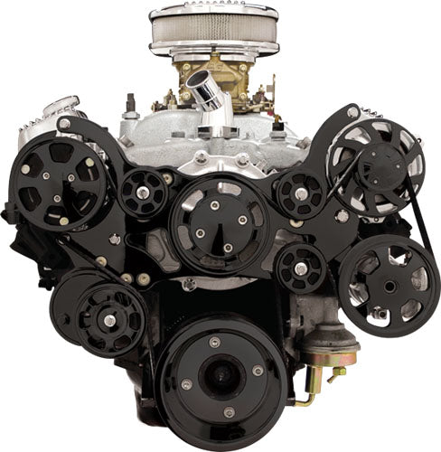 SB/BB PONTIAC,SERPENTINE KIT,BLACK,AC/ALT/PS/WP