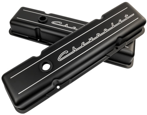 VALVE COVERS,SBC,CHEVROLET,SHORT,BLACK