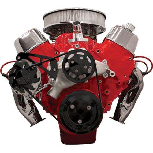 BBC,SERPENTINE CONVERSION,BLACK PULLEYS,MID MOUNT ALTERNATOR BRACKET