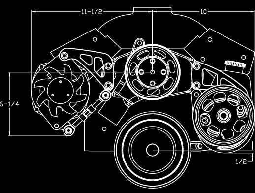 SBC LWP,MID BRACKET KIT,POLISHED,ALTERNATOR