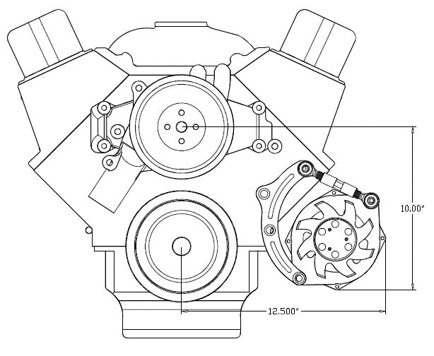 BBC SWP,V-BELT LOW BRACKET KIT,POLISHED,ALTERNATOR