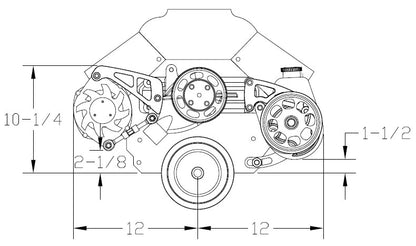 BBC LWP,MID BRACKET KIT,POLISHED,ALTERNATOR