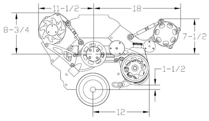 BBC LWP,TOP BRACKET KIT,POLISHED,ALTERNATOR
