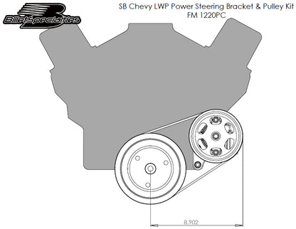 SBC,SERPENTINE PUMP,BRACKET,& PULLEY KIT,LWP