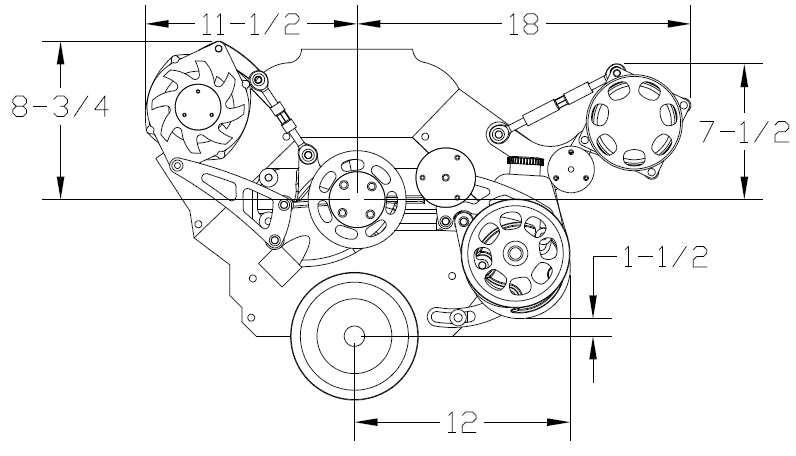 BBC,SERPENTINE CONVERSION KIT,A/C ADD-ON,POLISHED