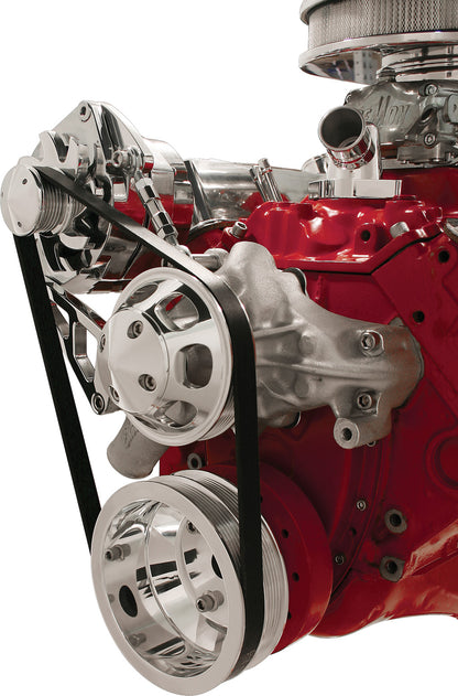 SERPENTINE PULLEY KIT,SBC,LWP,POLISHED,CRANK,WP,ALTERNATOR