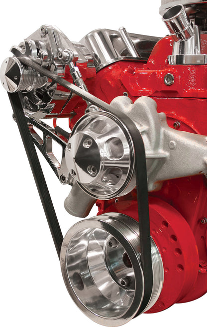 SERPENTINE PULLEY KIT,BBC,LWP,POLISHED,CRANK,WP,ALTERNATOR