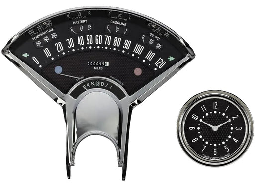 BEL ERA III GAUGE KIT,BLACK,CLOCK & GEAR INDICATOR,1955-1956 CHEVY,OVERDRIVE