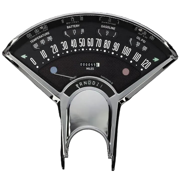 BEL ERA III GAUGE KIT,BLACK,CLOCK & GEAR INDICATOR,1955-1956 CHEVY,OVERDRIVE