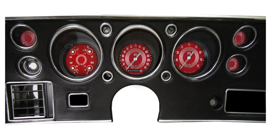 V8 RED STEEL 3 GAUGE SET,70-72 CHEVELLE