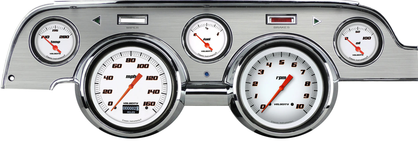 VELOCITY PACKAGE,WHITE,BRUSH ALUM,1967-1968 MUSTANG,OLED