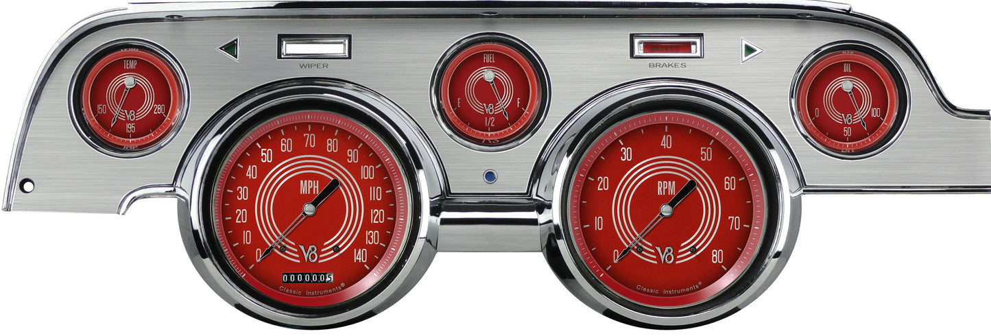 V8 RED STEELIE PACKAGE,BRUSHED ALUM,1967-1968 MUSTANG