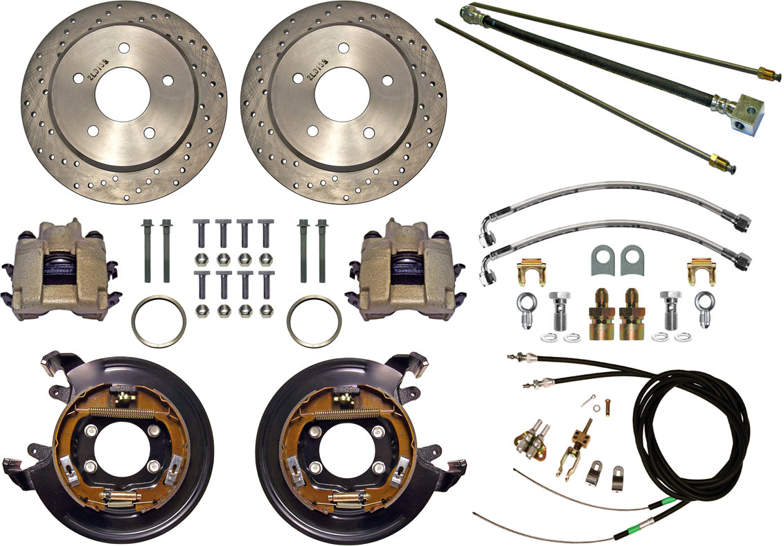 66-77 BRONCO REAR END & BRAKES,11" DISC,DRILLED ROTORS