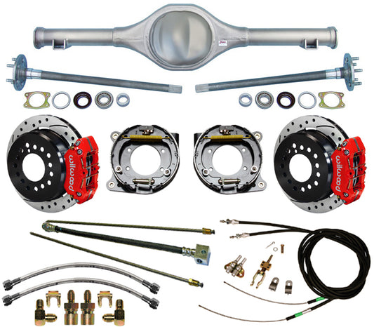 67-70 MUSTANG REAR & WIL BRAKES,11" DRILLED ROTORS,RED