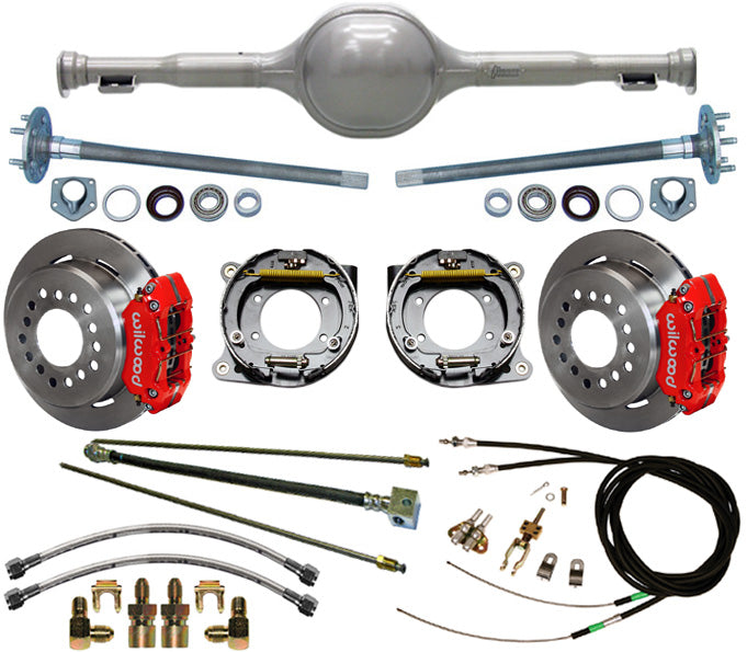 64-65 MUSTANG REPLICA REAR & BRAKES,11" ROTORS,RED