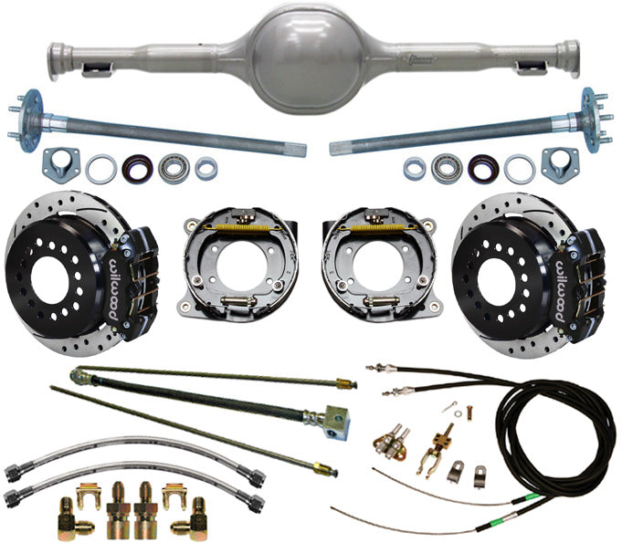 64-65 MUSTANG REPLICA REAR & BRAKES,11" DRILLED,BLACK