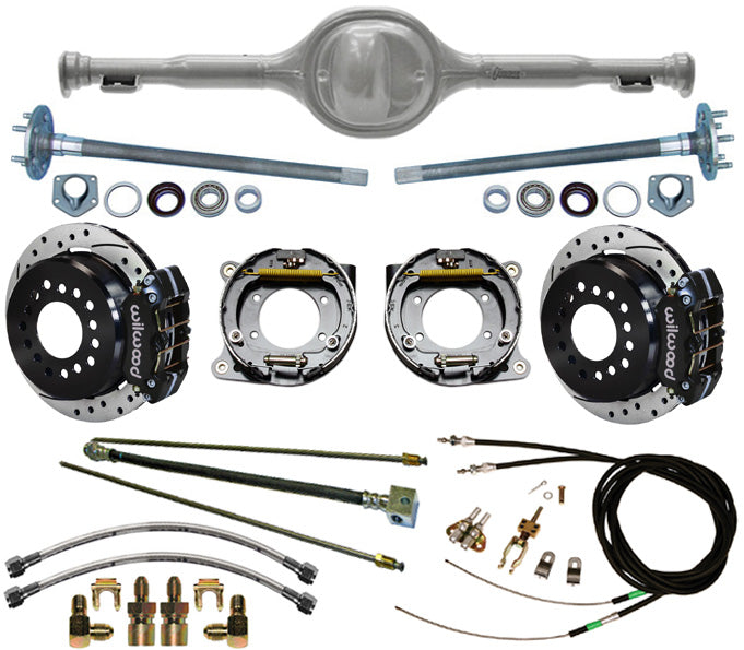 67-70 MUSTANG REPLICA REAR & BRAKES,11" DRILLED ROTORS,BLACK