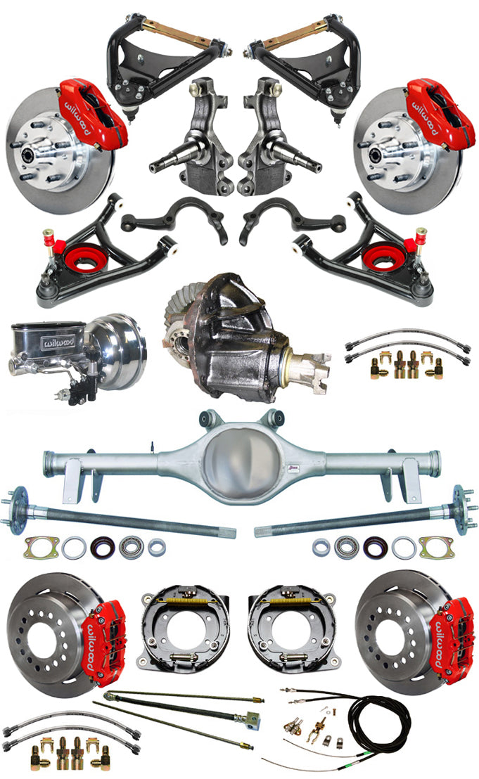 64-66 FULL 2" DROP,11" BRAKES,REAR KIT,RED