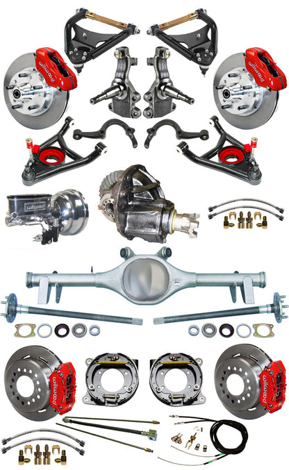 64-66 FULL 2" DROP,11" BRAKES,REAR KIT,RED