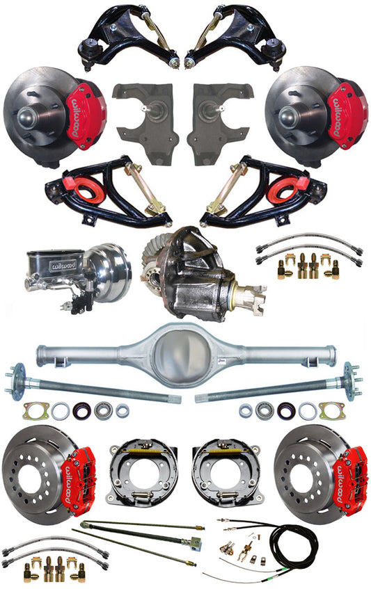 55-57 FULL 2" DROP,10.5/11" BRAKES,REAR KIT,RED