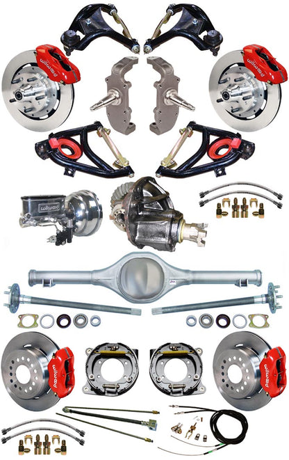 55-57 FULL 2" DROP,12" BRAKES,REAR KIT,RED